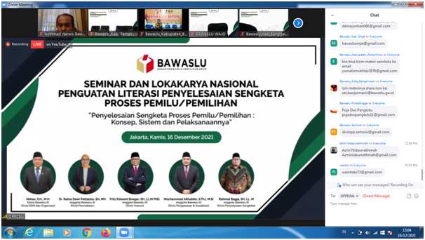 Seminar dan Lokakarya Nasional Penguatan Literasi Penyelesaian Sengketa Proses Pemilu dan Pilkada