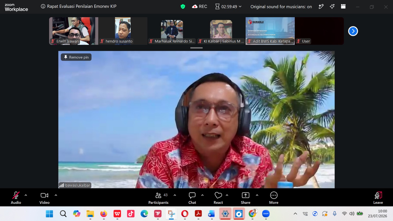 PPID Bawaslu Kubu Raya Ikuti Monev KIP 2026, Siap Wujudkan Pelayanan Informasi yang Informatif