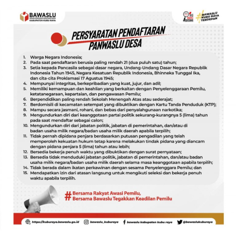 PERSYARATAN PENDAFTARAN PANWASLU DESA