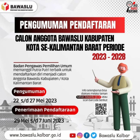 PENGUMUMAN SELEKSI ANGGOTA BAWASLU KABUPATEN/KOTA MASA JABATAN TAHUN 2023-2028